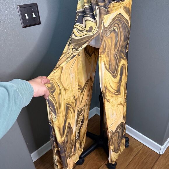 INC International Concepts Yellow and Brown Swirl Maxi Dress - Picture 4 of 10